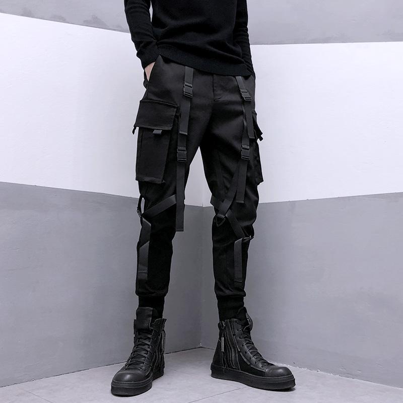 Street Fashion Types - 2024 Spring Men Black Cargo Pants