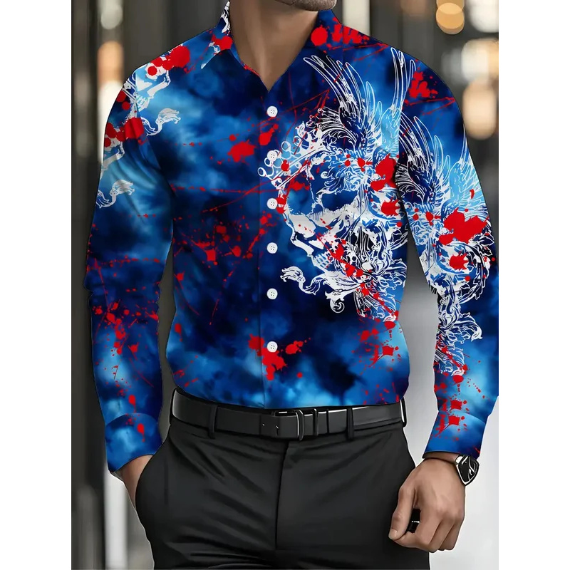 Street Fashion Shanghai - Men's 3D Printed Pattern Shirt Long