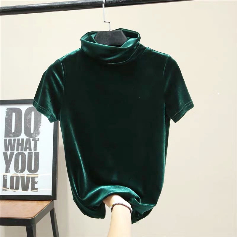 Street Fashion Korean - Korean Fashion Women's Turtleneck Short Sleeve