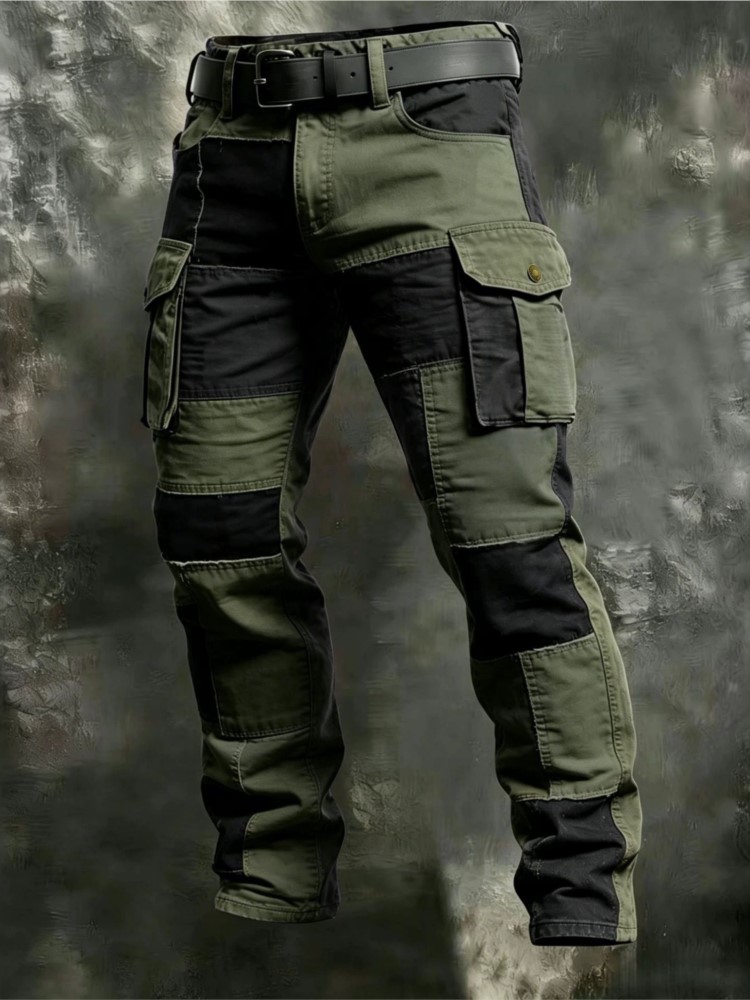Cotton Men Cargo Pants Khaki C - Street Fashion Art 评论和价格