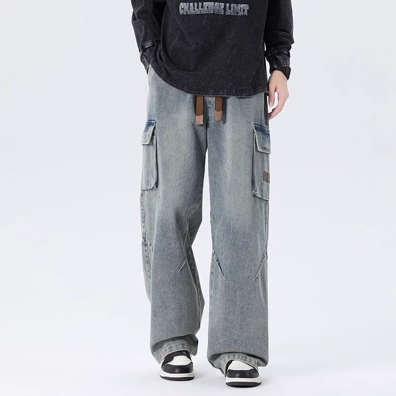 Men Wide Leg Cargo Jeans Vinta - Cargo Pant Wide 评论和价格