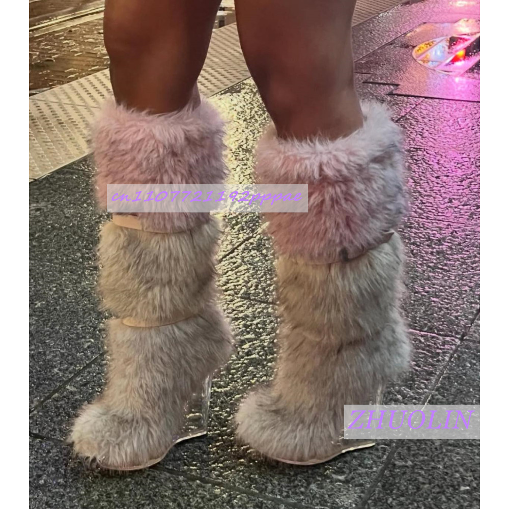 Winter Gradient Furry Transpar - Street Fashion Trends 评论和价格