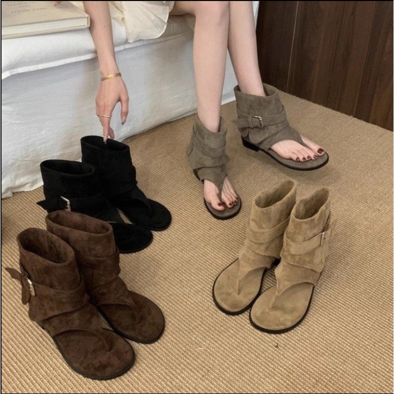 2025Spring Clip Toe Flats Sand - Street Fashion Rome 评论和价格