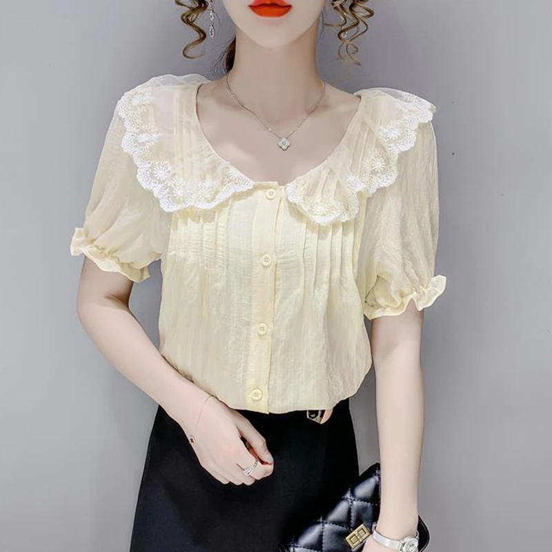 Vintage Lace Patchwork White S - Street Fashion Korean 评论和价格