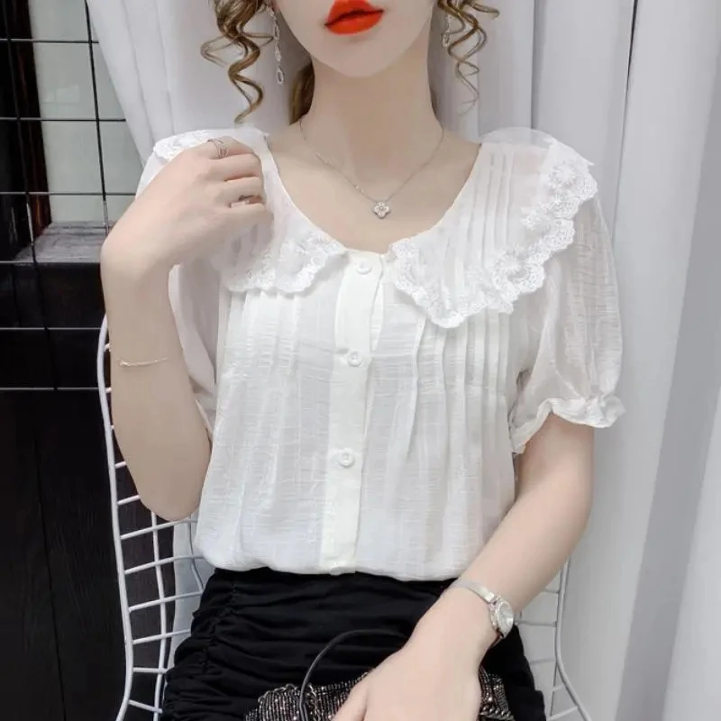 Vintage Lace Patchwork White S - Street Fashion Korean 评论和价格