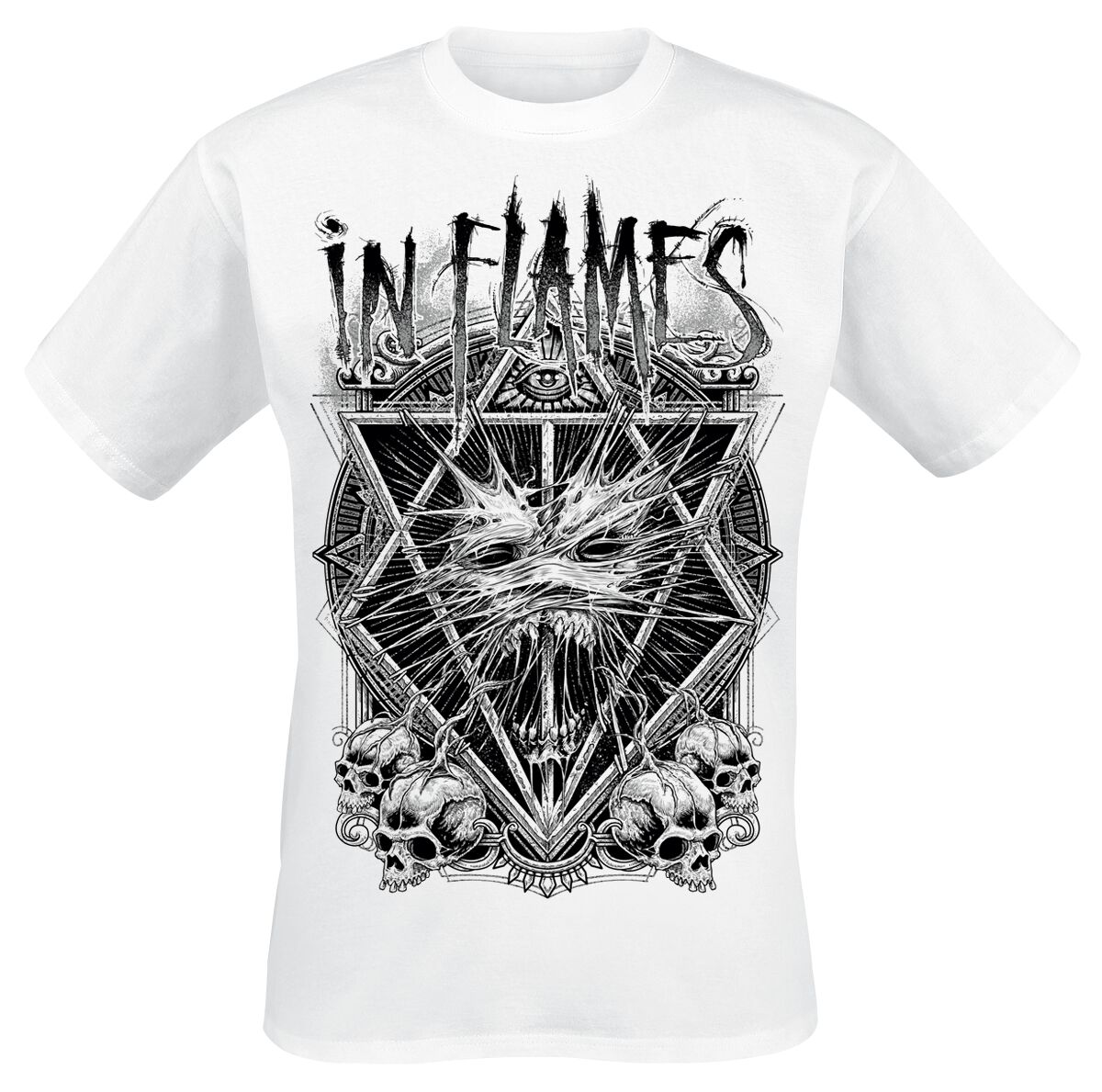 Skull Logo in Flames T-Shirt M - Street Fashion Logo 评论和价格