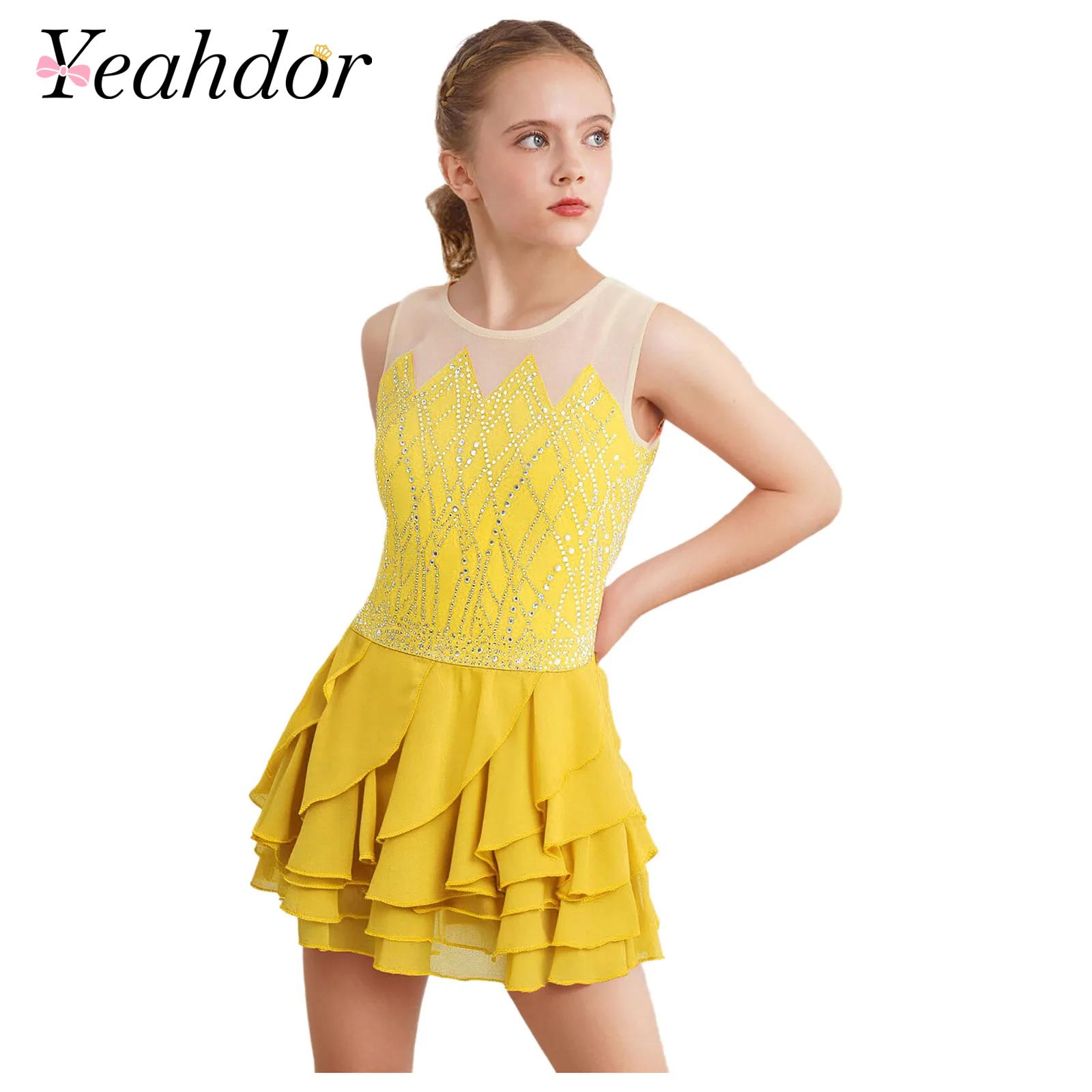 Girls Mesh Figure Skating Dres - Street Fashion Kids 评论和价格
