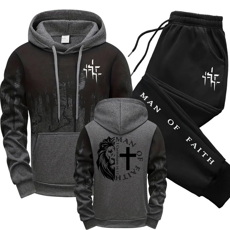 Man of Faith Pattern Men's Set - Street Fashion Art 评论和价格