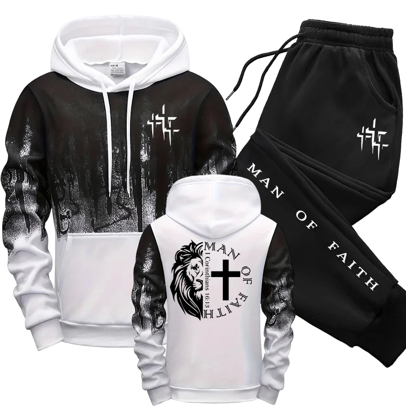 Man of Faith Pattern Men's Set - Street Fashion Art 评论和价格