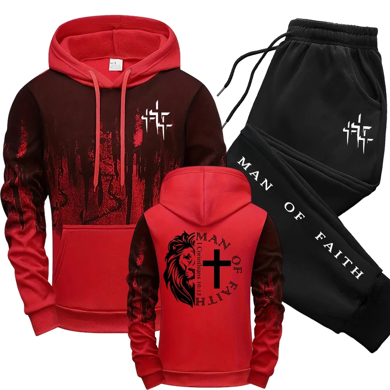 Man of Faith Pattern Men's Set - Street Fashion Art 评论和价格